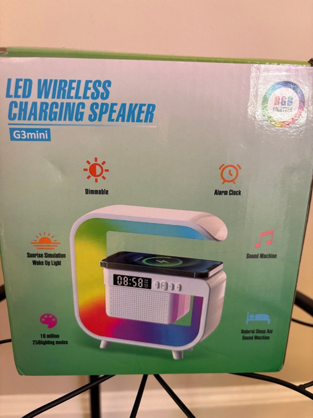 LED Wireless Charging Speaker G3mini - White with Rainbow LED